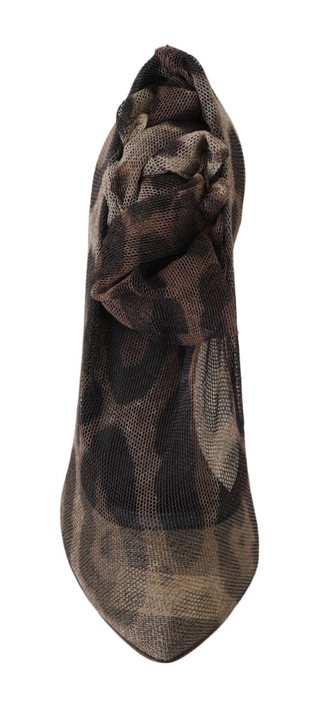 Dolce & Gabbana Brown Leopard Tulle Long Socks Pumps Dolce & Gabbana
