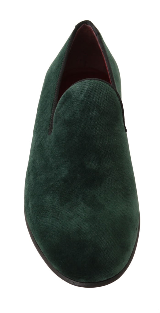 Dolce & Gabbana Green Suede Leather Slippers Loafers Dolce & Gabbana