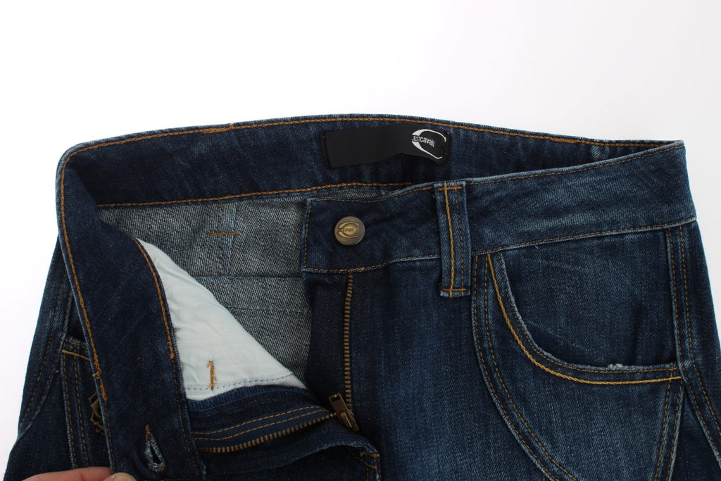 Cavalli Blue Cotton Stretch Low Waist Jeans - Luxe & Glitz