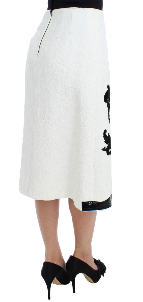 Dolce & Gabbana White Floral Brocade Family Tree Skirt - Luxe & Glitz