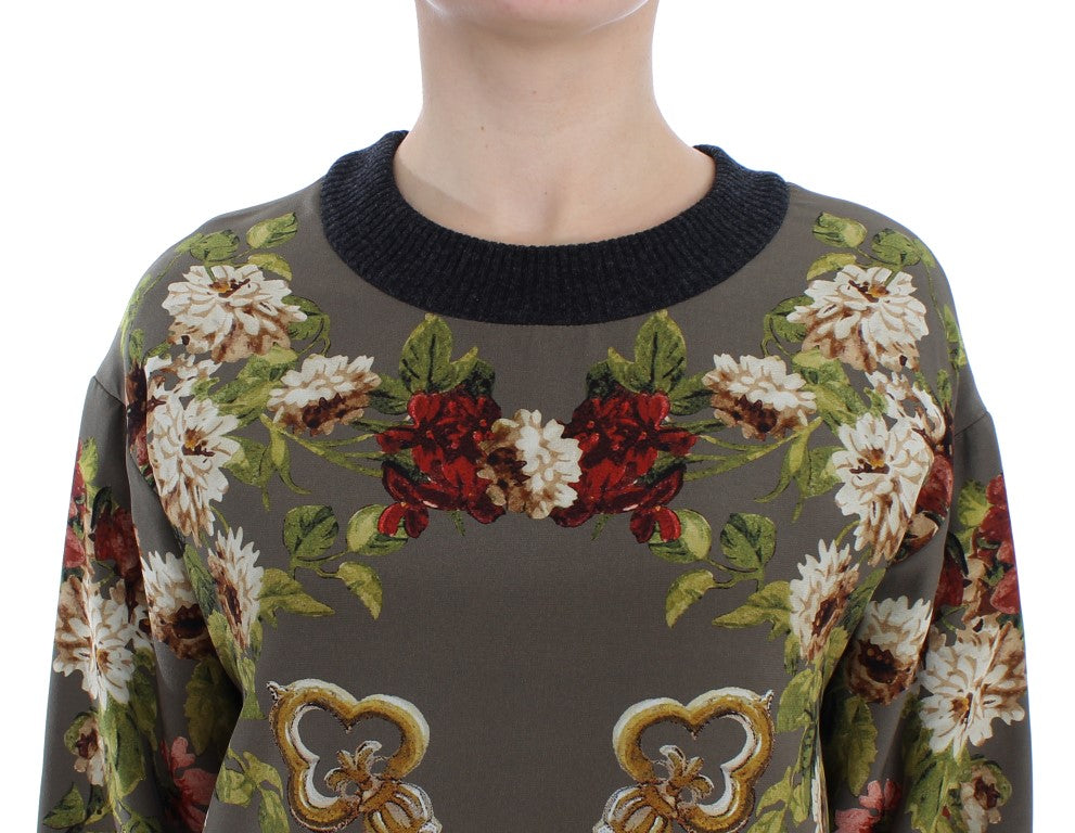 Dolce & Gabbana Green Key Floral Print Silk Sweater - Luxe & Glitz