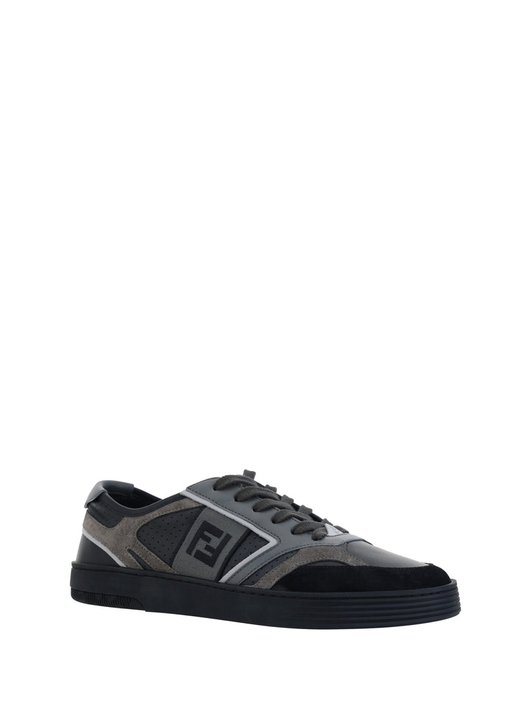 Fendi Black Calf Leather Low Top Sneakers Fendi