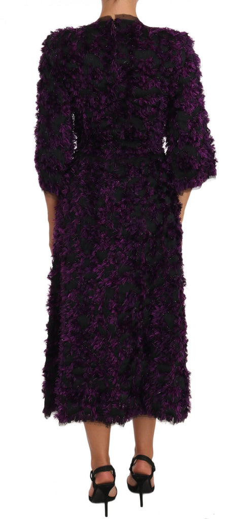 Dolce & Gabbana Purple Fringe Midi Sheath Dress - Luxe & Glitz