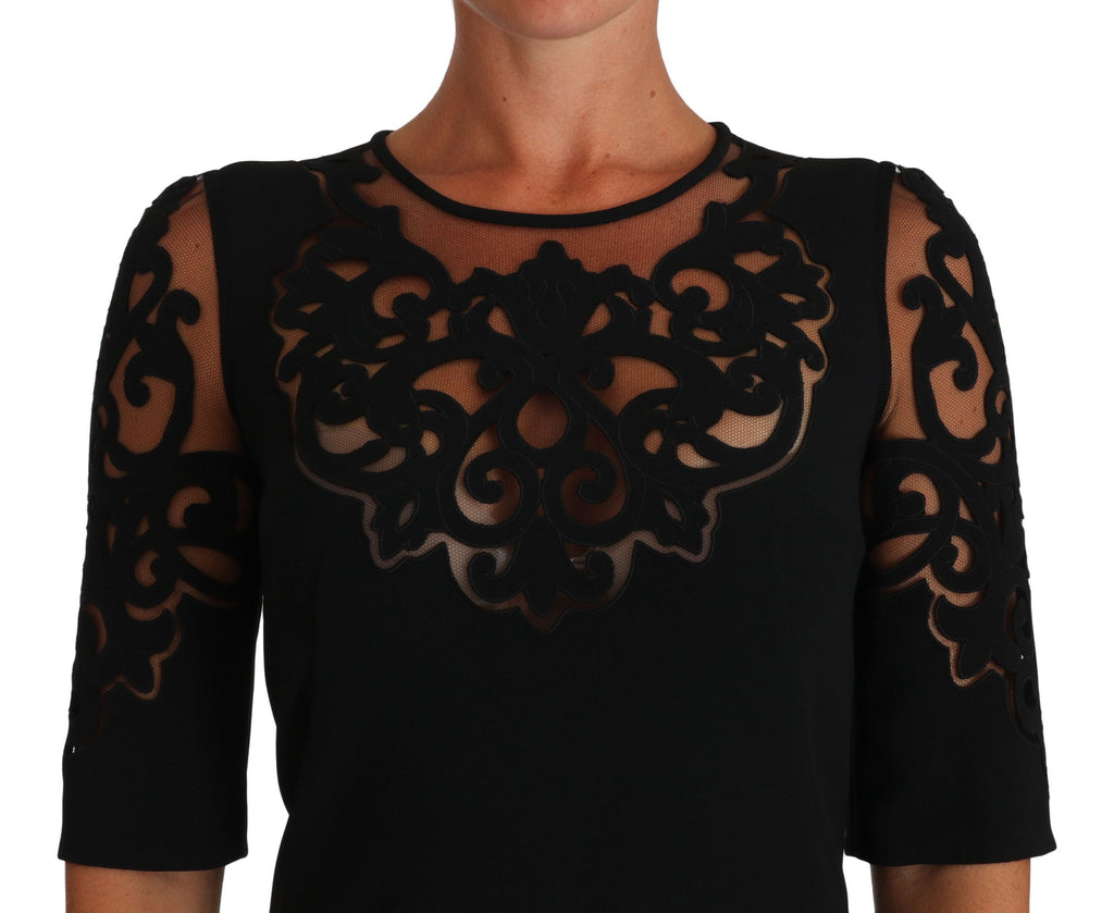 Dolce & Gabbana Black Floral Cut Out Pattern Coctail Dress - Luxe & Glitz
