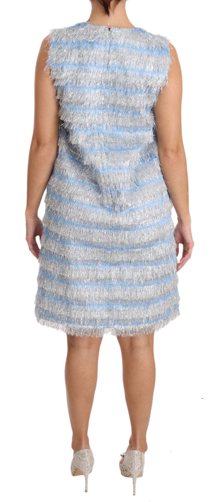 Dolce & Gabbana Light Blue Silver Shift Gown Dress - Luxe & Glitz