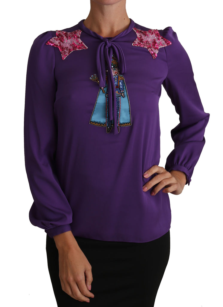Dolce & Gabbana Purple Blouse Prince  Fairy Tale Embellished  Top - Luxe & Glitz