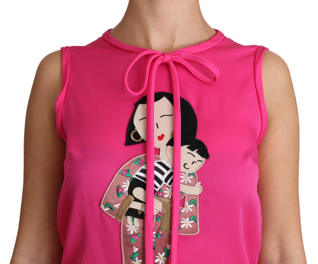 Dolce & Gabbana Pink Family Silk Tank  Mama Blouse Top Shirt - Luxe & Glitz