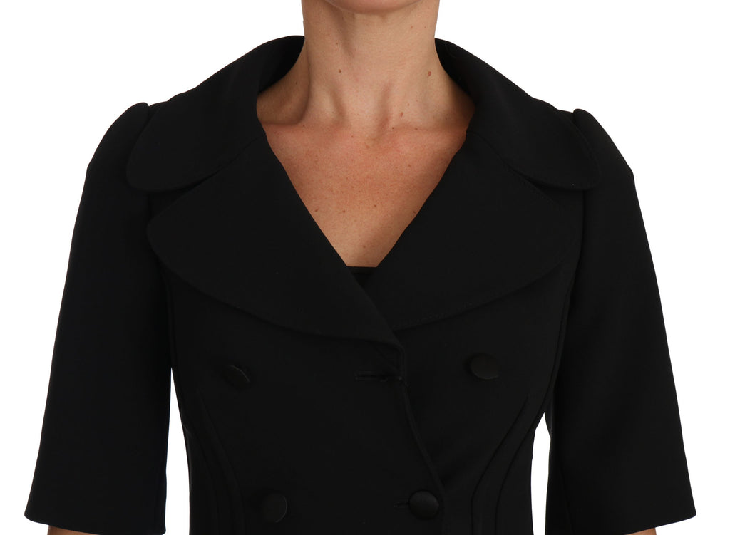 Dolce & Gabbana Black Short Fitted Wool Cropped Jacket Blazer - Luxe & Glitz