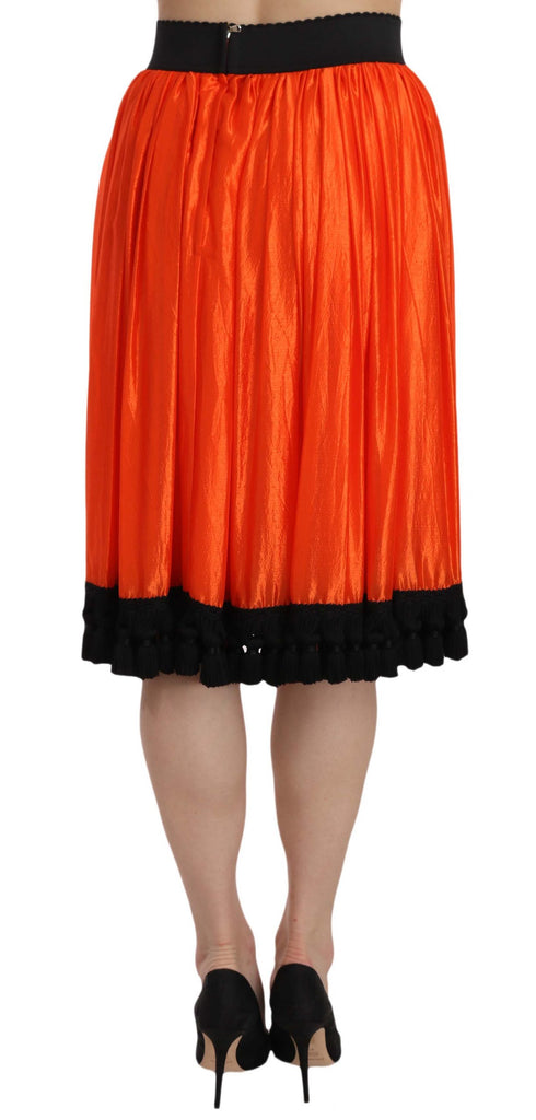Dolce & Gabbana Orange High Waist Knee Length Skirt - Luxe & Glitz