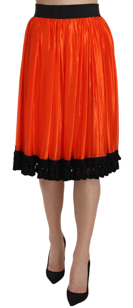Dolce & Gabbana Orange High Waist Knee Length Skirt - Luxe & Glitz