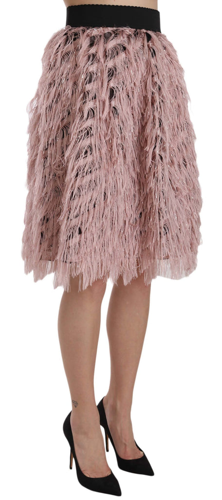 Dolce & Gabbana Pink Gold Fringe Metallic Pencil A-line Skirt - Luxe & Glitz