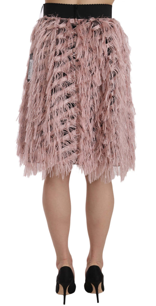 Dolce & Gabbana Pink Gold Fringe Metallic Pencil A-line Skirt - Luxe & Glitz