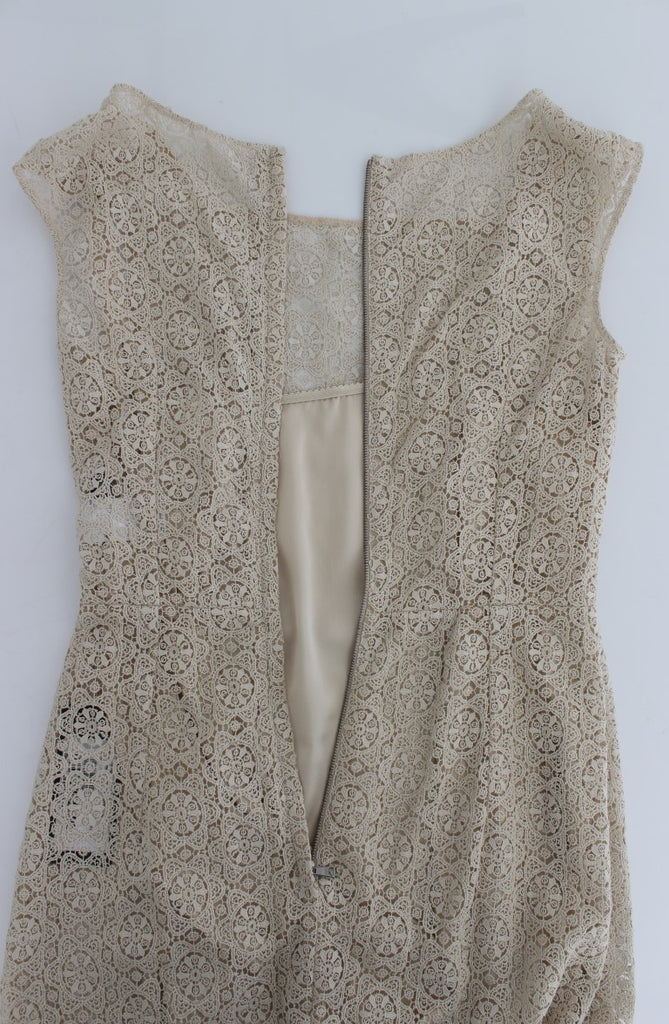 Dolce & Gabbana Beige Ricamo Cutout Cotton Sheath Dress - Luxe & Glitz