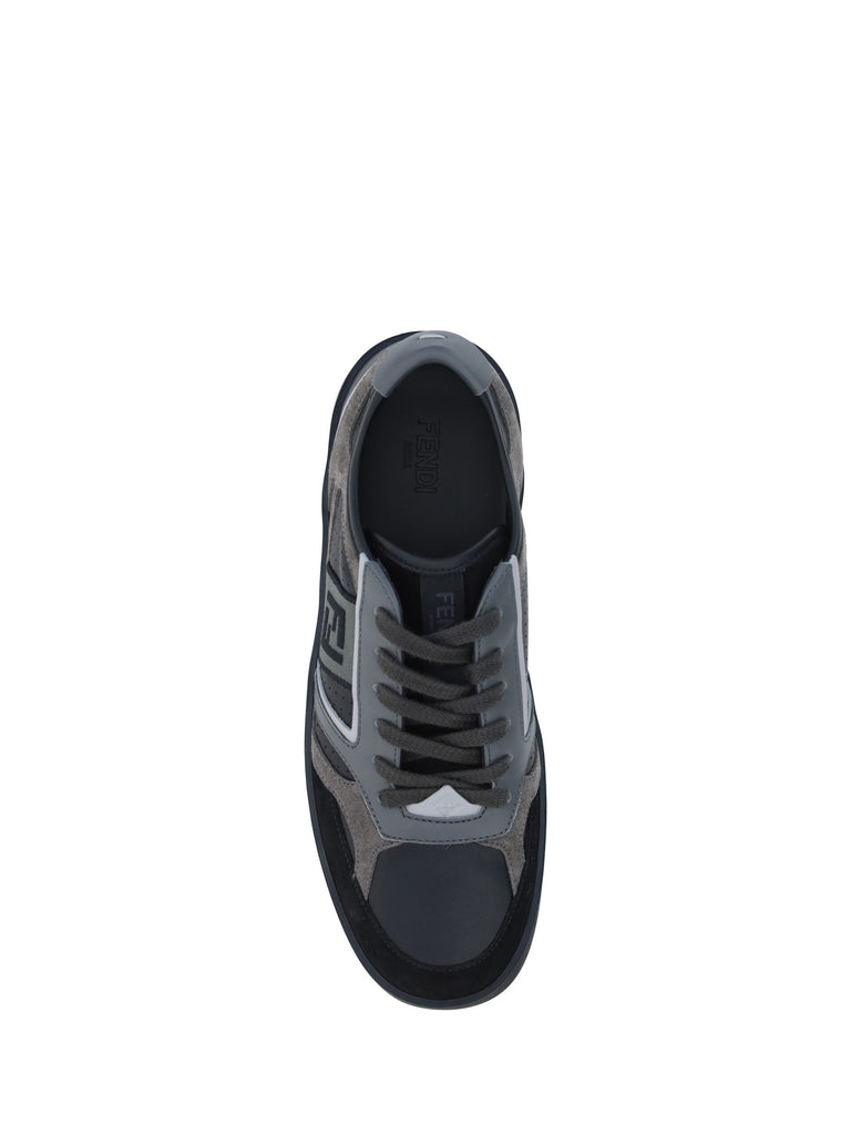 Fendi Black Calf Leather Low Top Sneakers Fendi