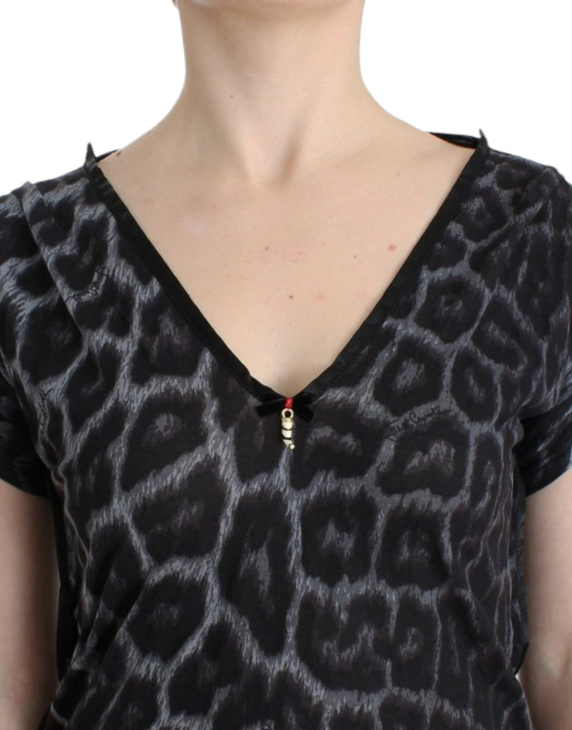 Cavalli Gray leopard v-neck top Cavalli
