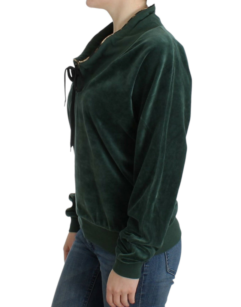 Cavalli Green velvet cotton sweater Cavalli