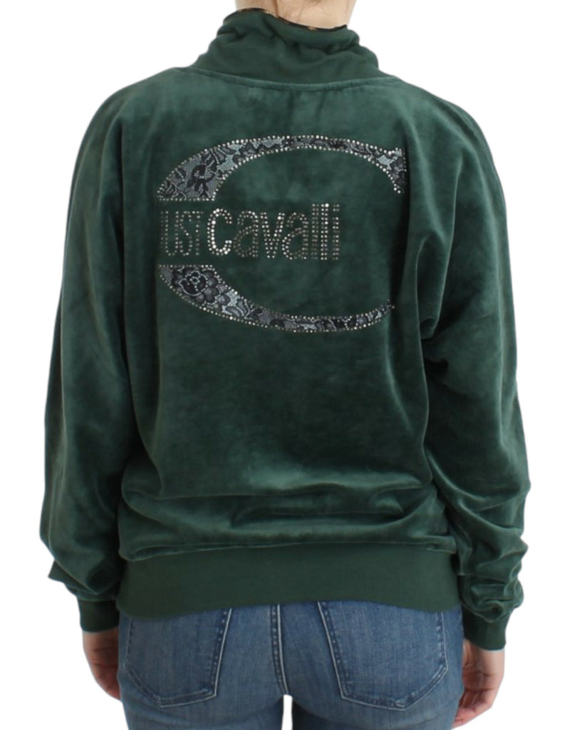 Cavalli Green velvet cotton sweater Cavalli