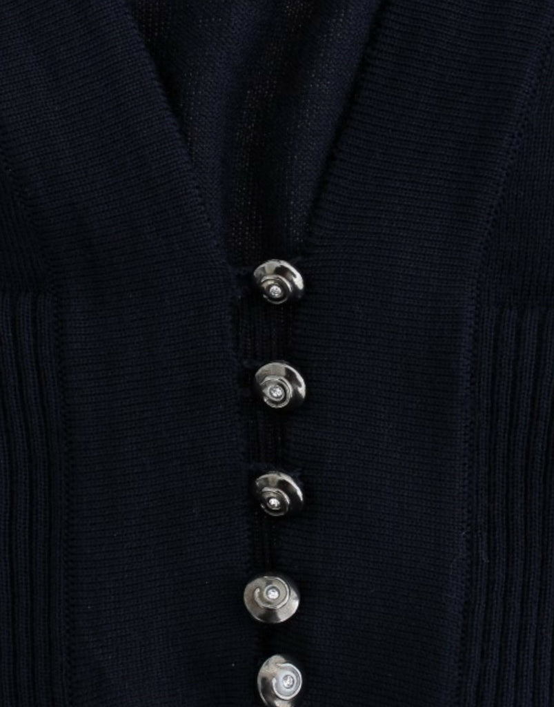 Cavalli Blue cropped wool cardigan Cavalli