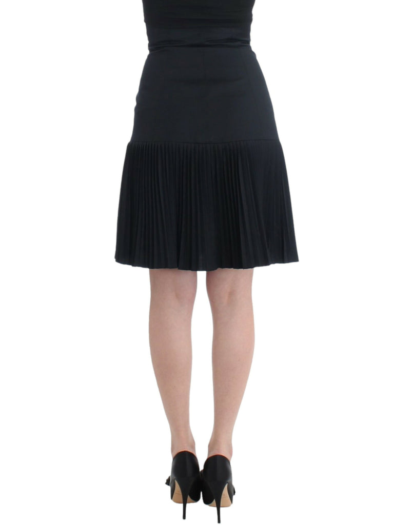 Cavalli Black Pleated Laced Skirt Cavalli
