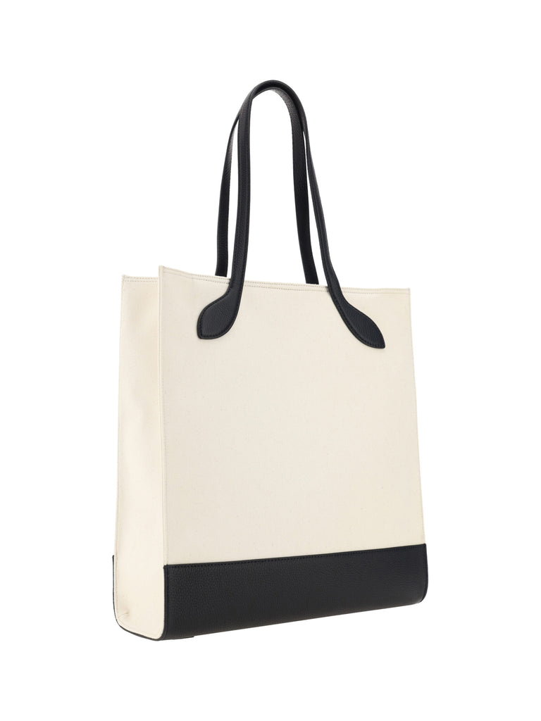 Bally White and Black Leather Tote Shoulder Bag Bally