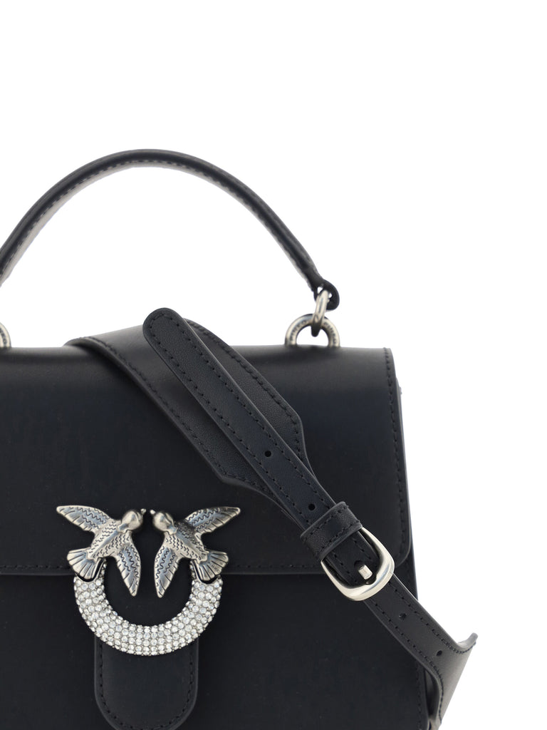 PINKO Black Calf Leather Love One Classic Handbag PINKO