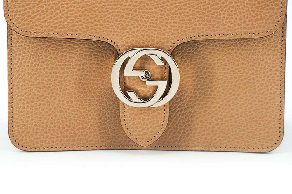 Gucci Beige Calf Leather Dollar Shoulder Bag - Luxe & Glitz