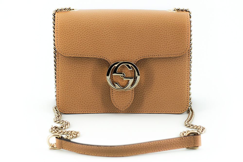 Gucci Beige Calf Leather Dollar Shoulder Bag - Luxe & Glitz
