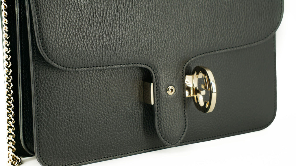 Gucci Black Calf Leather Dollar Shoulder Bag - Luxe & Glitz