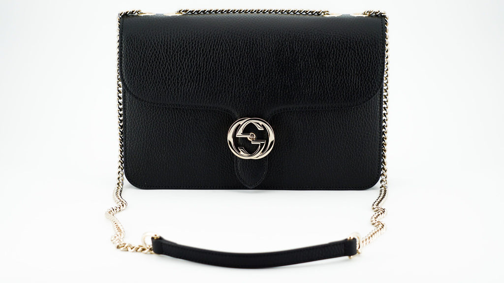 Gucci Black Calf Leather Dollar Shoulder Bag - Luxe & Glitz