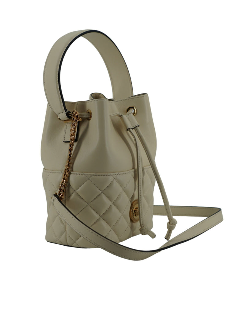 Versace White Lamb Leather Small Bucket Shoulder Bag Versace