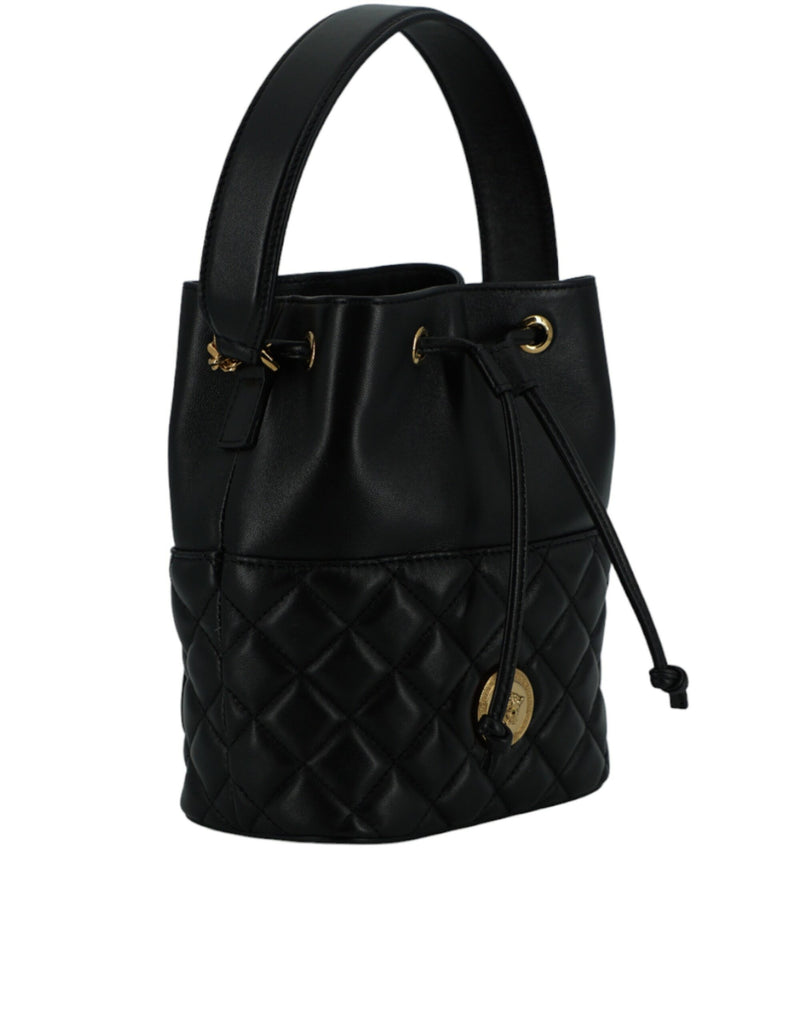 Versace Black Calf Leather Small Bucket Shoulder Bag Versace
