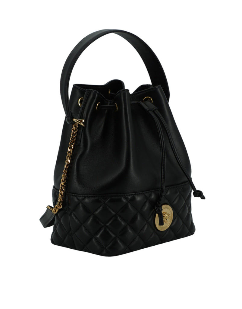 Versace Black Lamb Leather Bucket Shoulder Bag Versace