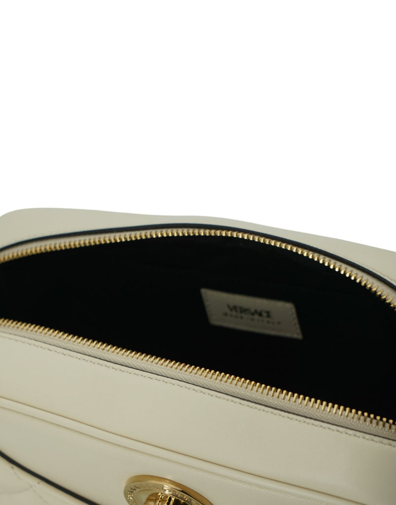 Versace White Lamb Leather Medium Camera Shoulder Bag Versace