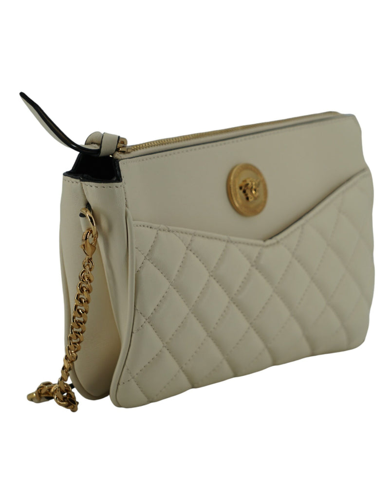 Versace White Lamb Leather Pouch Crossbody Bag Versace
