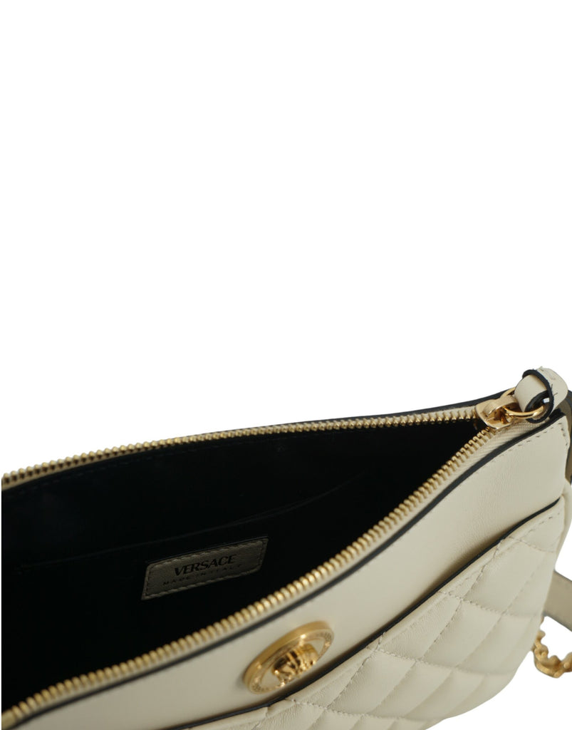 Versace White Lamb Leather Pouch Crossbody Bag Versace