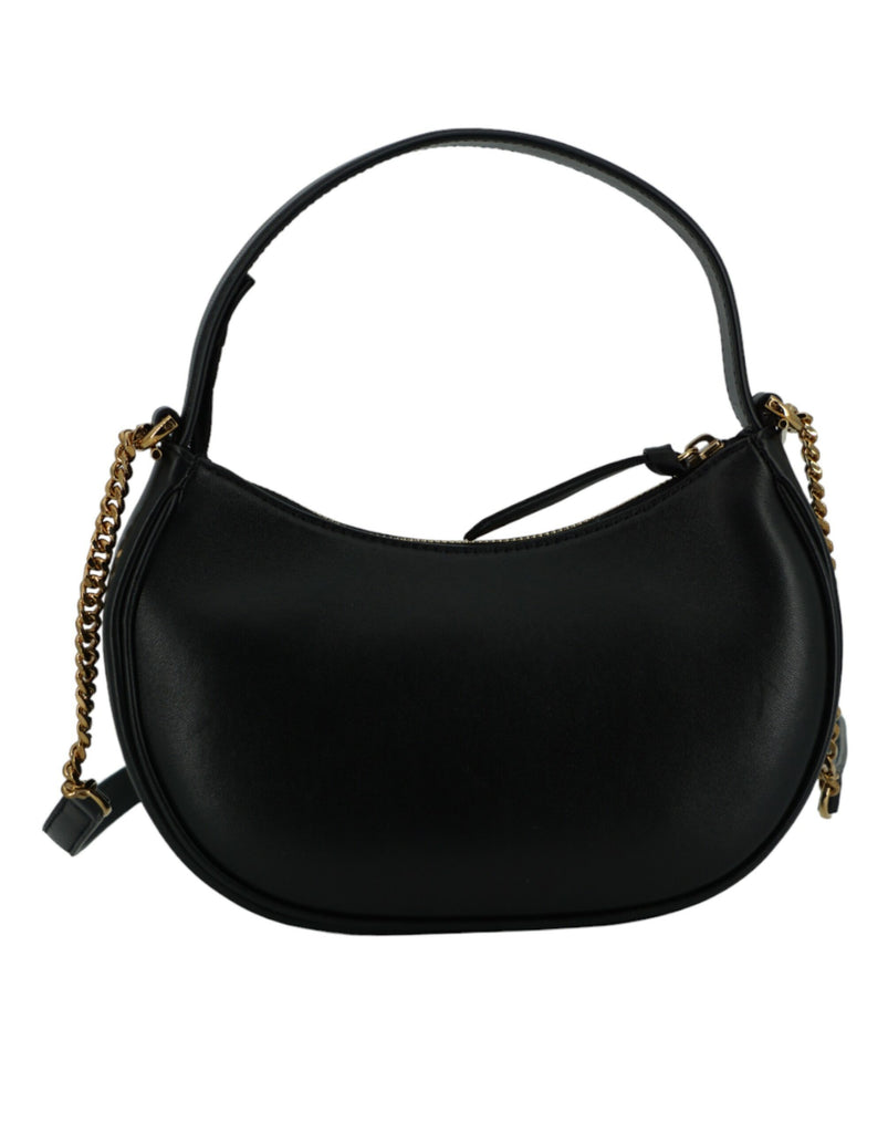 Versace Black Leather Half Moon Shoulder Bag Versace