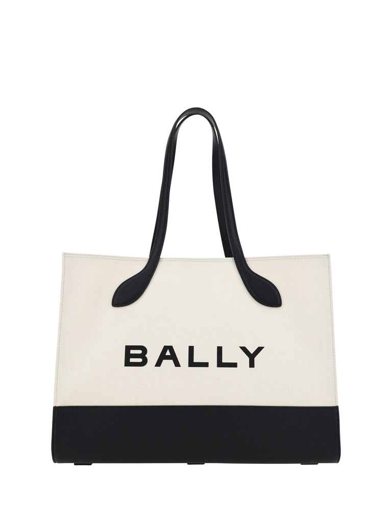 Bally White and Black Leather Tote Shoulder Bag Bally