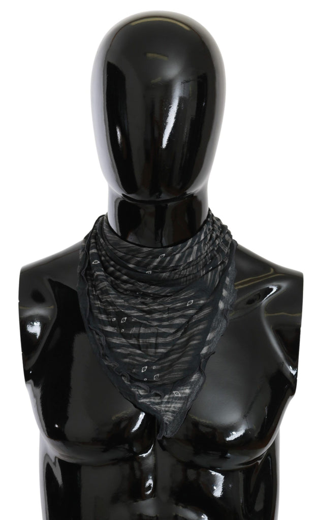 Costume National Black Gray Viscose Foulard Branded Scarf - Luxe & Glitz