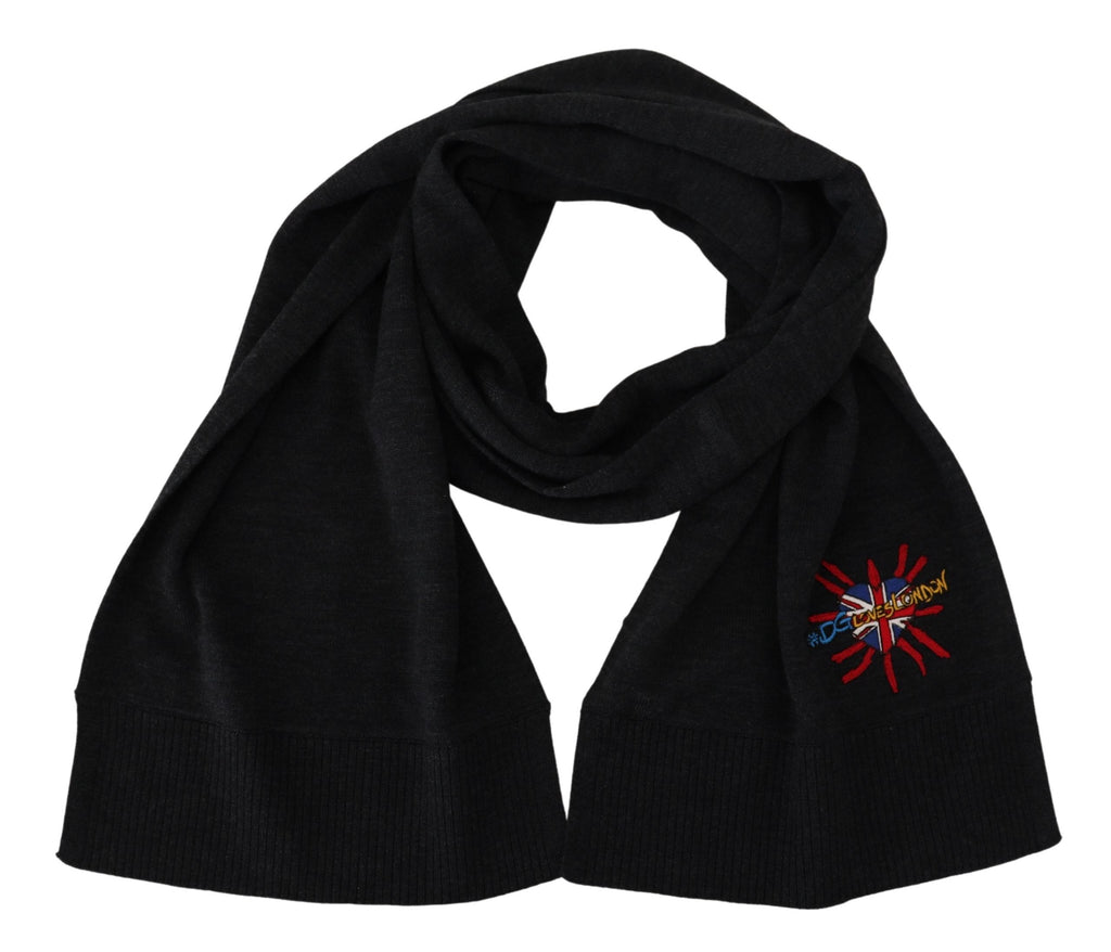 Dolce & Gabbana Black Sacred Heart #DGLovesLondon Wrap Scarf - Luxe & Glitz