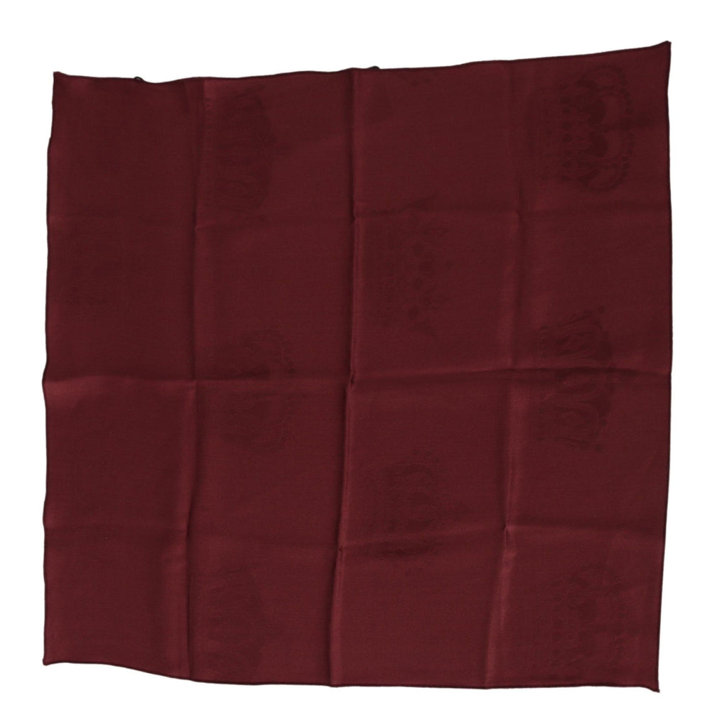 Dolce & Gabbana Maroon Silk Crown Square Wrap Handkerchief Scarf - Luxe & Glitz