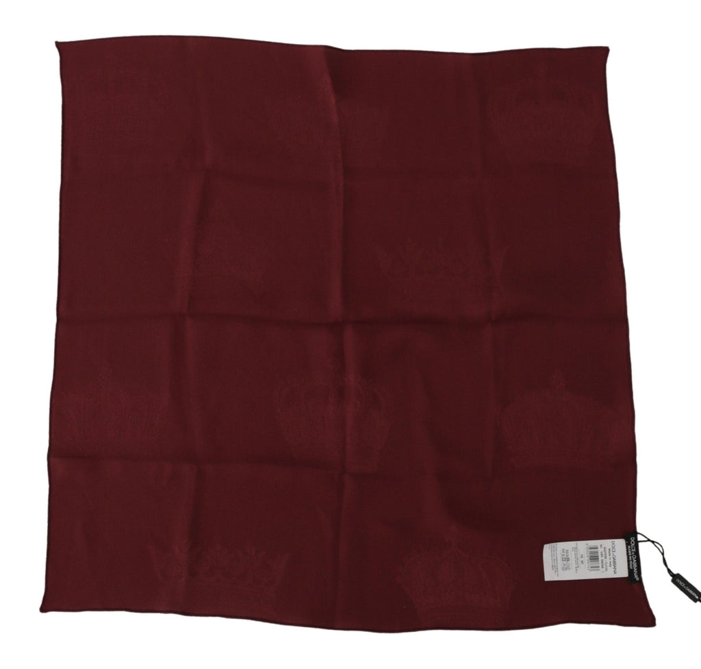 Dolce & Gabbana Maroon Silk Crown Square Wrap Handkerchief Scarf - Luxe & Glitz