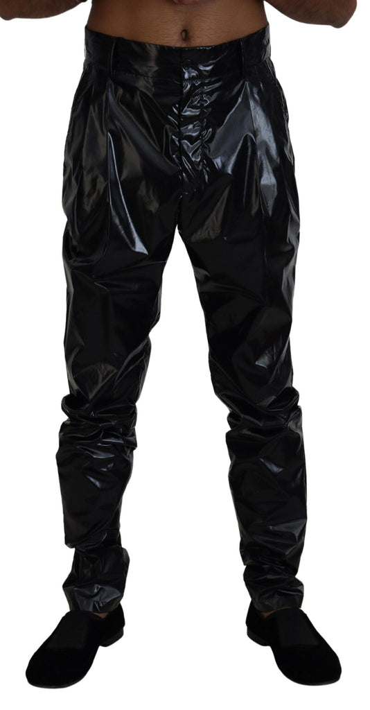 Dolce & Gabbana Black Shining Nylon Skinny Men Pants Dolce & Gabbana