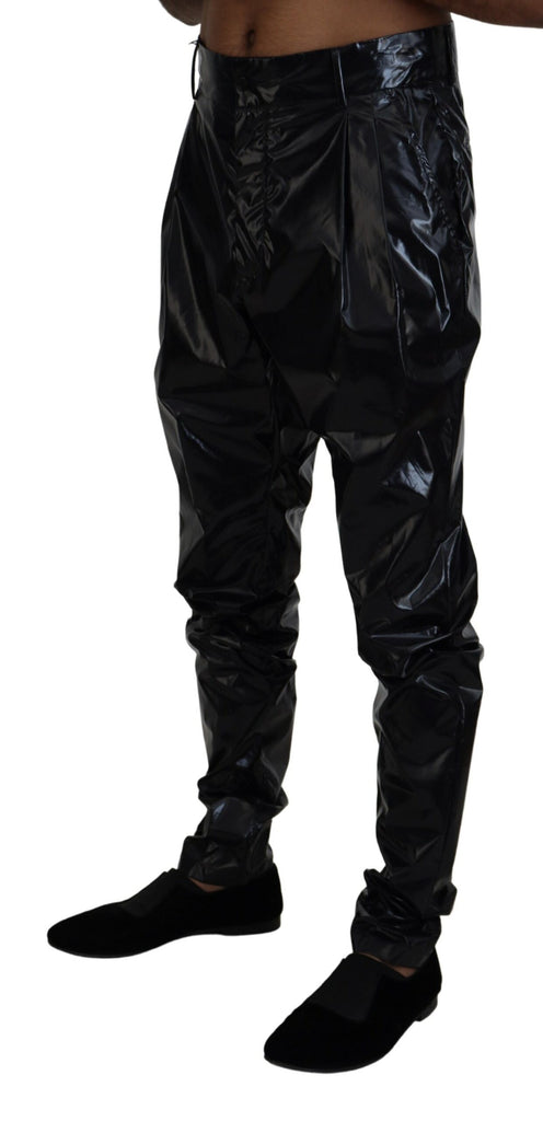 Dolce & Gabbana Black Shining Nylon Skinny Men Pants Dolce & Gabbana