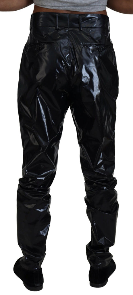 Dolce & Gabbana Black Shining Nylon Skinny Men Pants Dolce & Gabbana