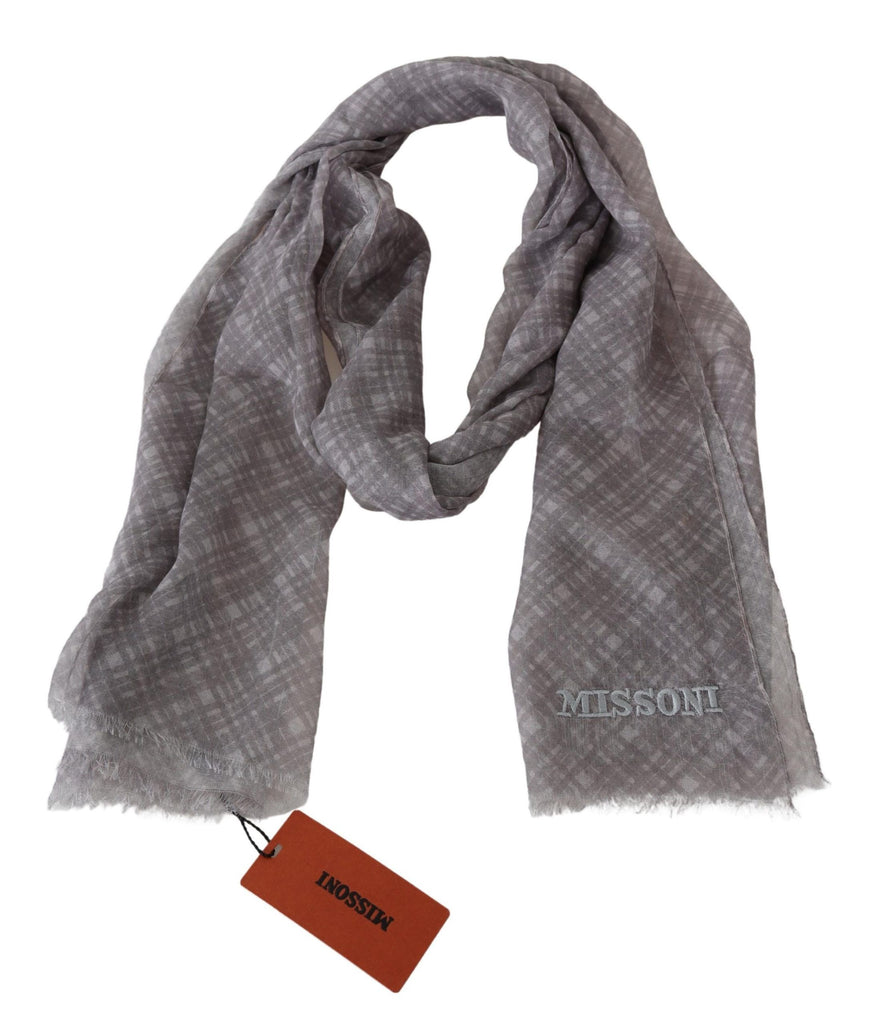 Missoni Gray Plaid Wool Unisex Neck Wrap Scarf - Luxe & Glitz