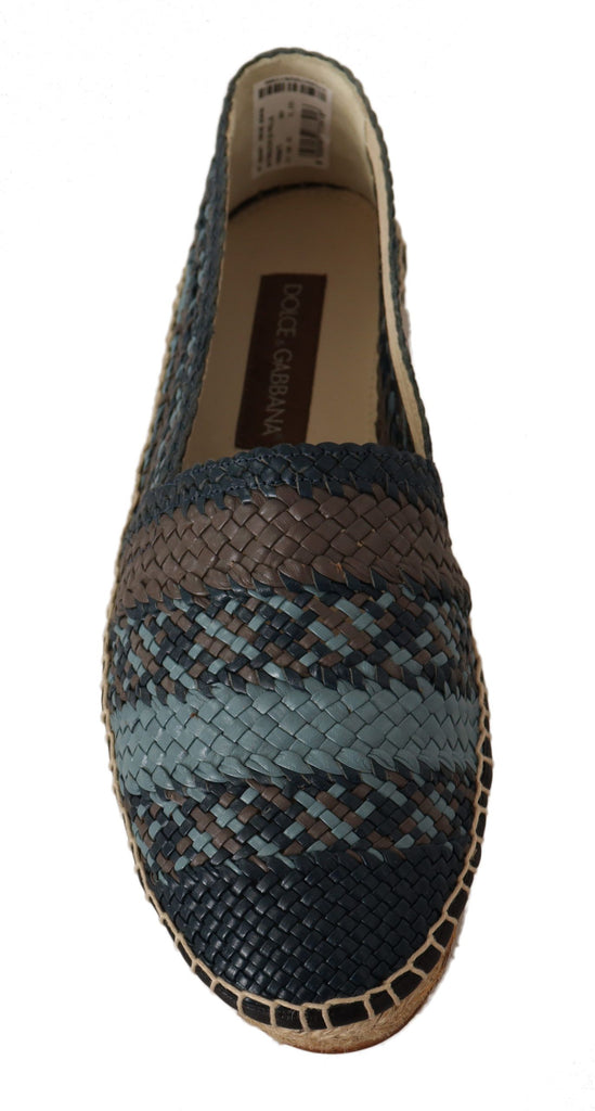 Dolce & Gabbana Blue Gray Slip On Buffalo Espadrille Shoes Dolce & Gabbana
