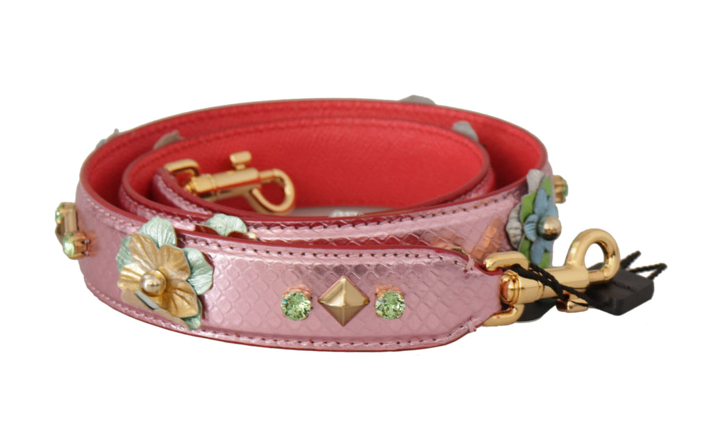 Dolce & Gabbana Metallic Pink Leather Studded Shoulder Strap - Luxe & Glitz