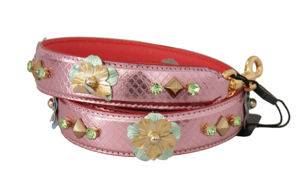 Dolce & Gabbana Metallic Pink Leather Studded Shoulder Strap - Luxe & Glitz