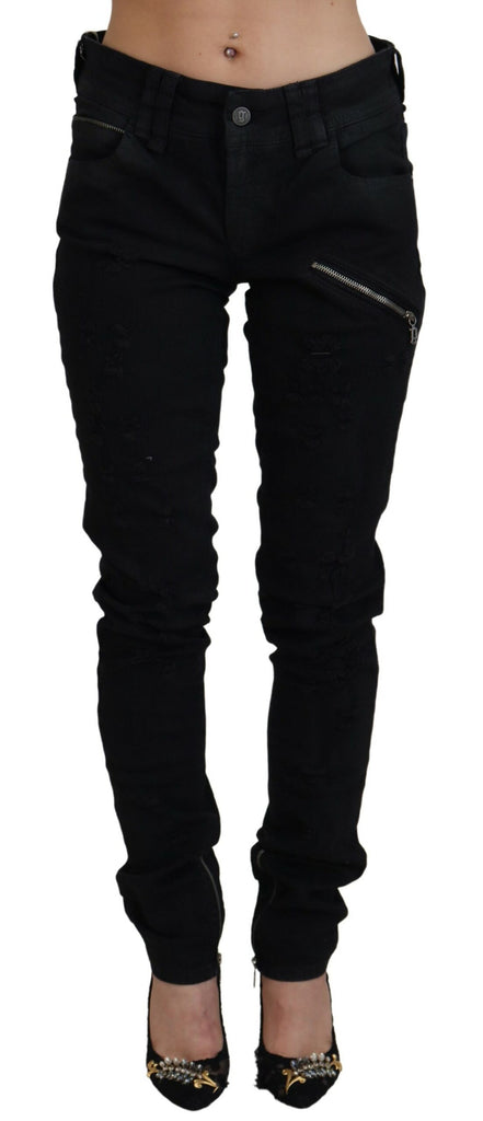 John Galliano Black Cotton Mid Waist Skinny Slim Fit Denim Jeans John Galliano