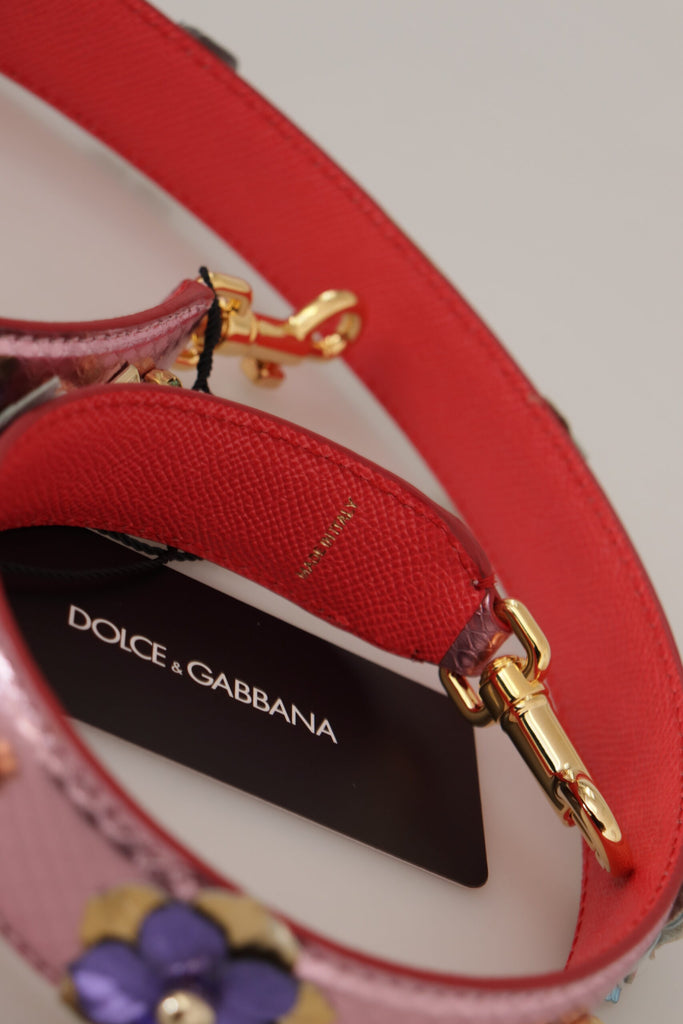 Dolce & Gabbana Metallic Pink Leather Studded Shoulder Strap - Luxe & Glitz